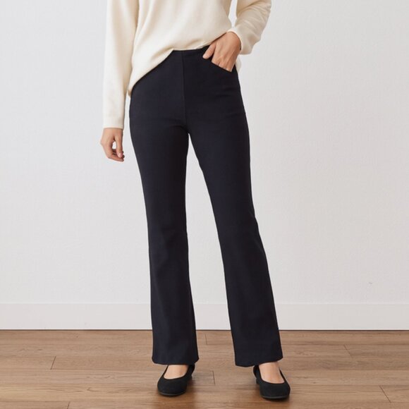 Maeve Anthropologie Black Pull-On Stretch Pants Small Back Hem Slit - Picture 1 of 12